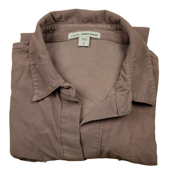 Standard James Perse Womens 2 US S/M Shirt Purple Cotton Ribbed Button Up - Picture 12 of 14